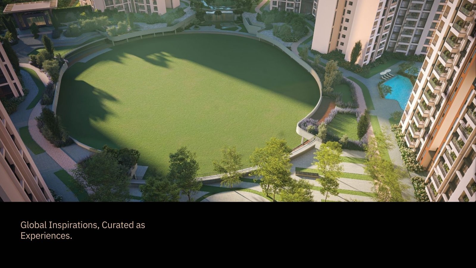 Artist impression of the central lawn at SOBHA One World